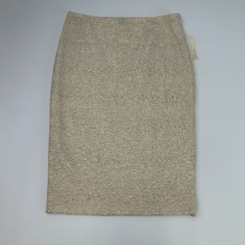 June & Hudson Skirt Women Large Elastic Waist Metallic Gold 30x25 Work Party Ne